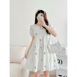 Đầm babydoll hoa ly (ảnh thật/ có sẵn)
