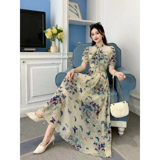 ĐẦM MAXI VOAN CỔ NƠ
