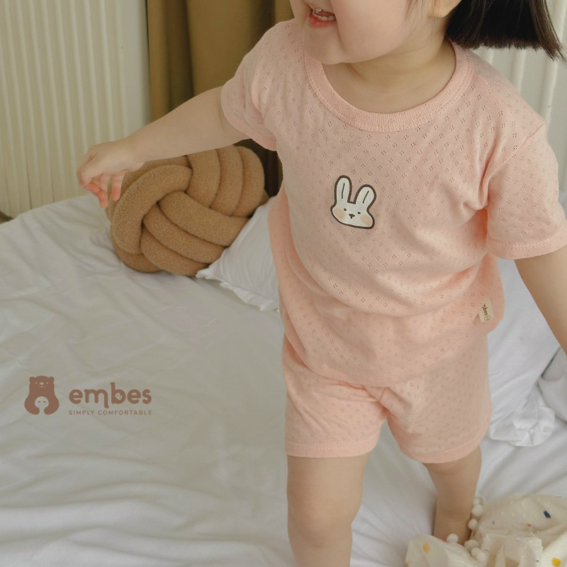 Embes Bộ quần áo cộc tay, Bộ quần áo ba lỗ sát nách họa tiết cho bé trai bé gái , bộ hè thông hơi cho bé 8kg đến 18kg