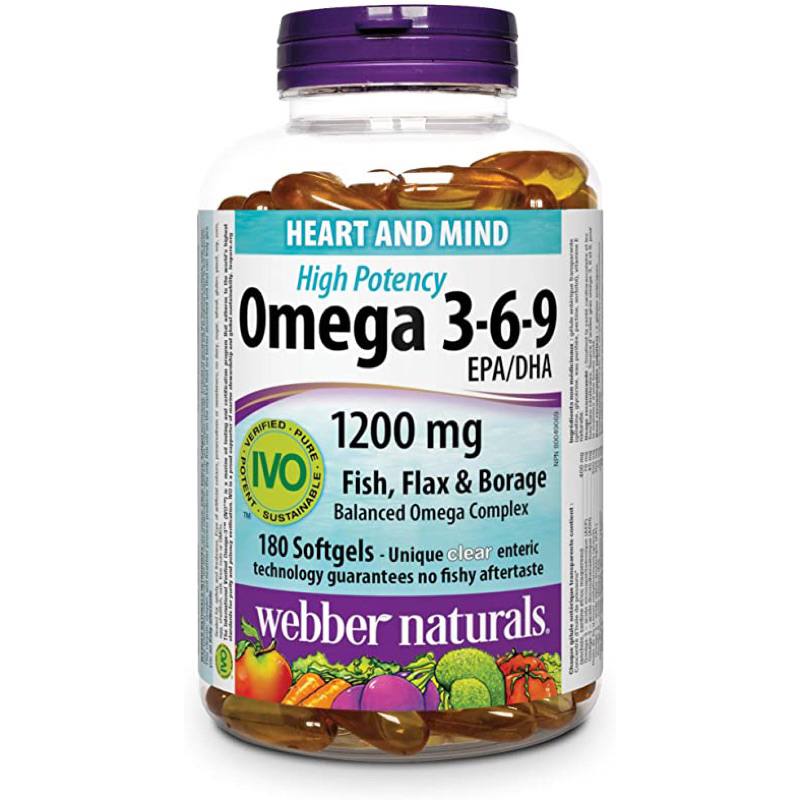 Dầu cá Webber Naturals High Potency Omega 3-6-9 1200mg 180 viên