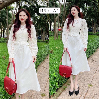 Set áo đầm suông 2 dây kèm áo ren hoa