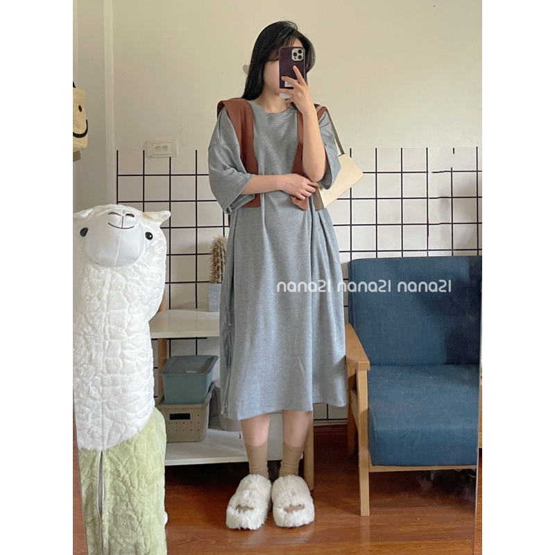 Váy thun trơn xuông dài kèm khăn Nana21 Nanastore21