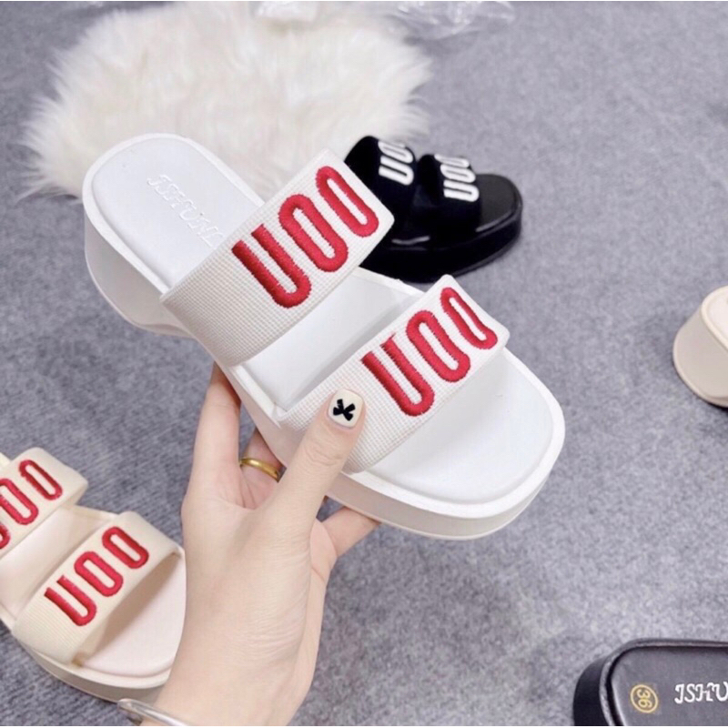 Dép nữ đế xuồng cao 4p QUAI NGANG THÊU UOO mẫu mới trend 20