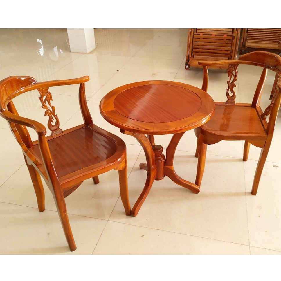 Bàn ghế ngoài trời,bàn trà,bàn cafe tròn 2 ghế gỗ tràm hàng chuẩn