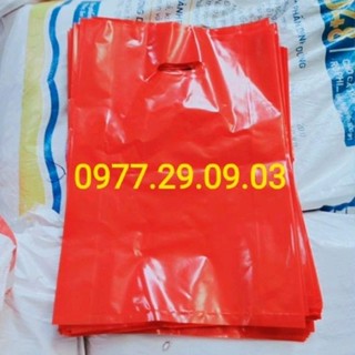 Túi PE gói hàng màu đỏ có quai