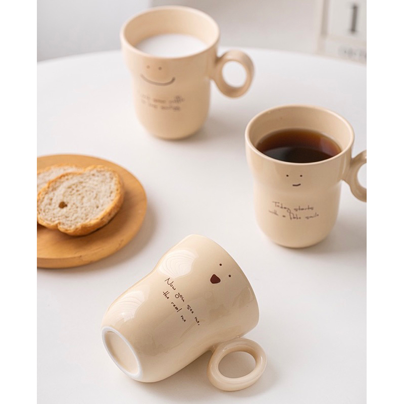 Cốc Ly cà phê coffee In Hình Smile Dễ Thương Phong Cách Hàn Quốc