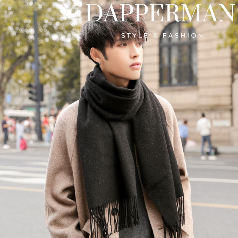 Khăn len Cashmere giữ ấm unisex màu trơn cực mịn, khăn quàng cổ ấm áp đi Đà Lạt, Sapa