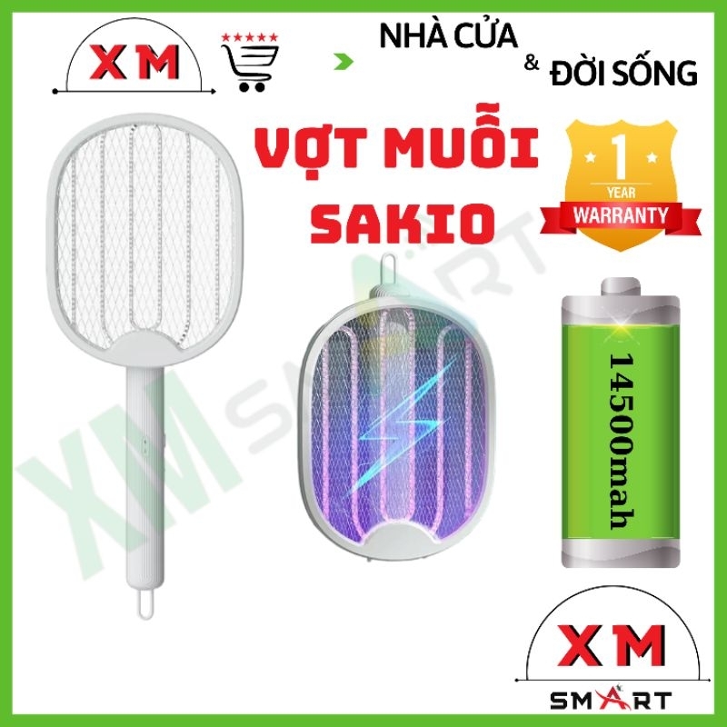 Vợt Muỗi kiêm Đèn Bắt Muỗi SAKIO Pin sạc 14500mah - BH 12 tháng - XMSMART