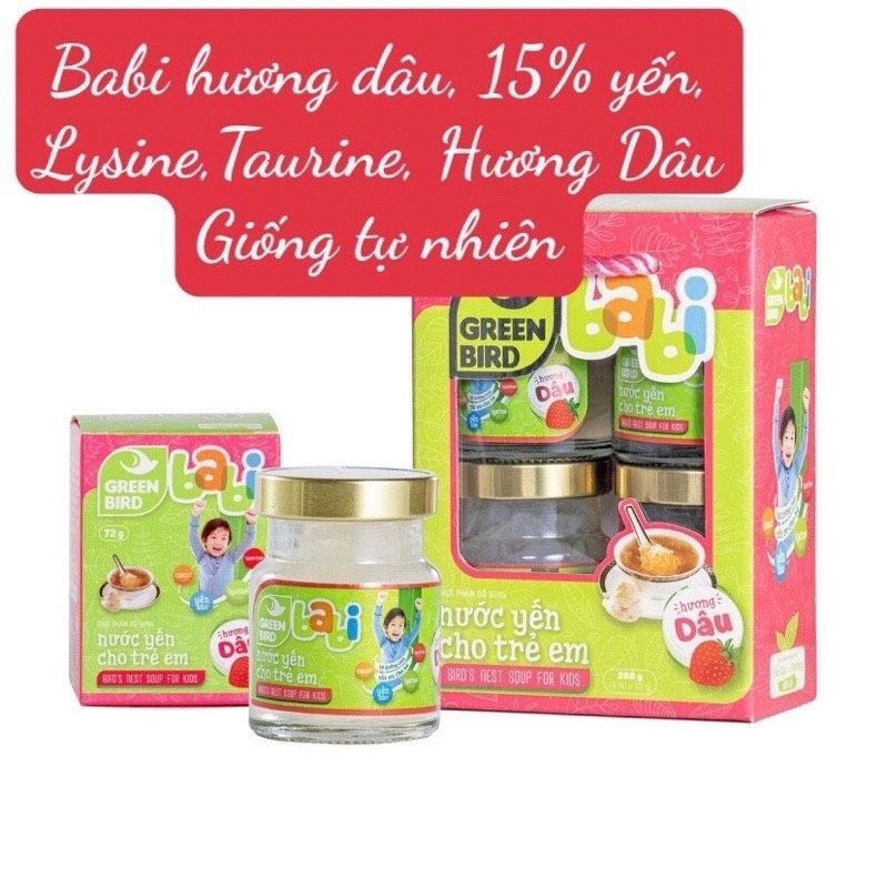 Yến Green Bird Babi Hương dâu lốc 4 tặng 1 - yến sào Nutrinest