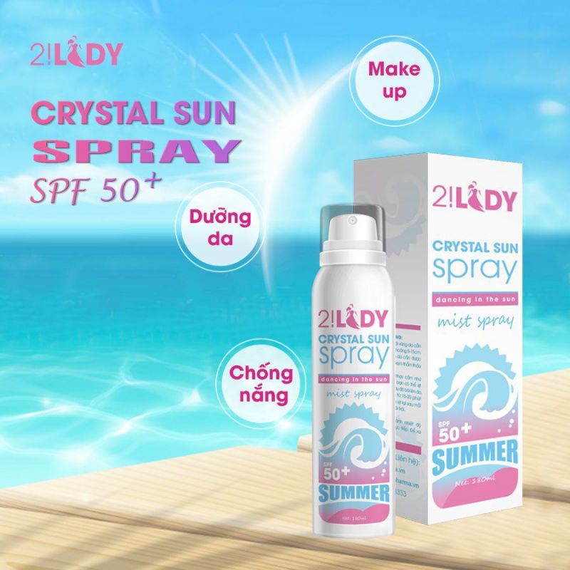 Xịt chống nắng 2Lady Magic Skin – Crystal Sun Spray xịt chống nắng cho body, dưỡng trắng, makeup body