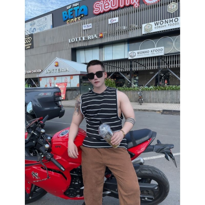 60_70kg Áo tanktop nách rộng khoét nách sâu tập gym