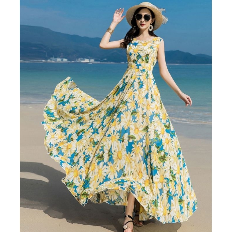 ĐẦM MAXI XÒE HOA SÁT NÁCH 2099