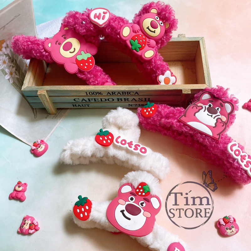 Kẹp lông bấu tóc dễ thương hoạt hình gấu lotso hồng TIMSTORE phụ kiện tóc thời trang hàn quốc