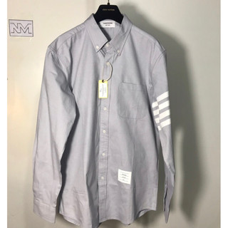 Áo sơ mi Thom brown xám sáng 4 sọc trắng