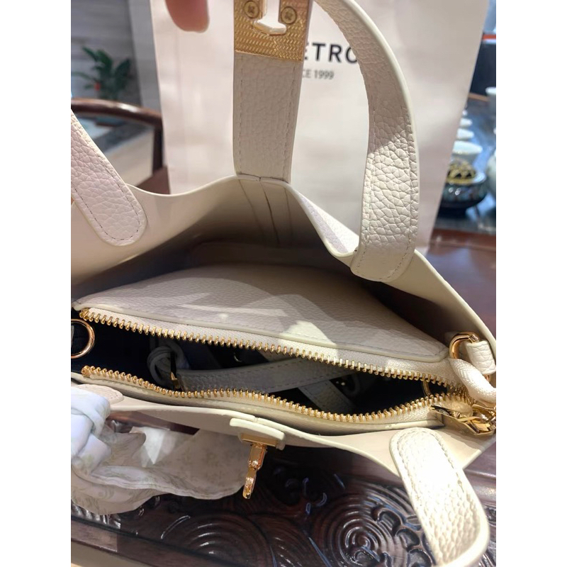 Fullbox hãng MIOCRA KOLY. Túi da nhập khẩu Chio 2nd chính hãng phong cách Retro màu kem