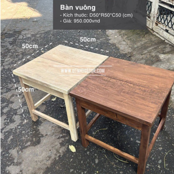 Bàn vuông cà phê có hộc gấp kích thước D50xR50xC50 (cm)