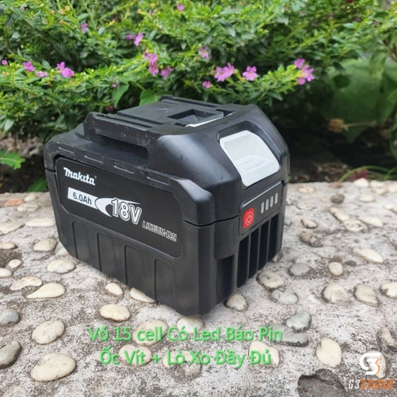 Vỏ pin Makita 5s3p (15 cell) - Sử dụng mạch sạc adapter/ Có led báo pin