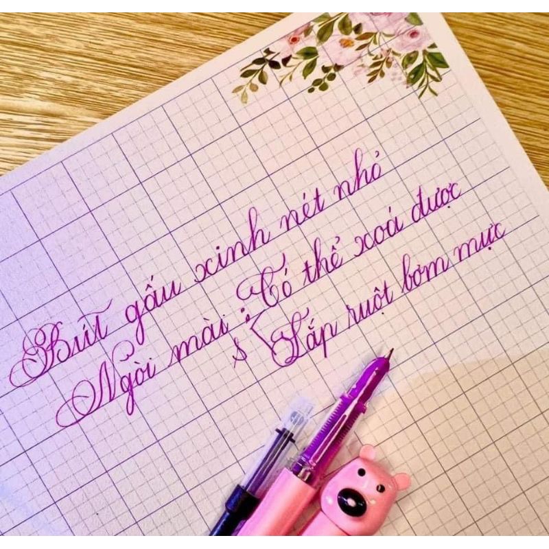 Bút máy XOÁ ĐƯƠC GẤU  tặng kèm 1 Ống mực thay thế cho bé