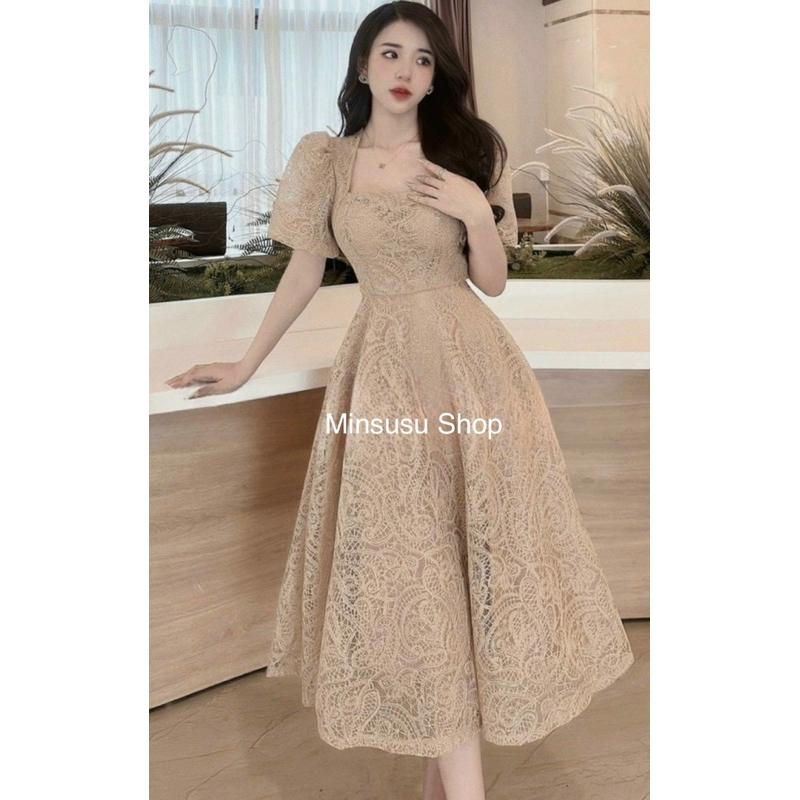 VÁY REN DÁNG DÀI - CỔ VUÔNG CHO CÁC NÀNG CHANH SẢ.
