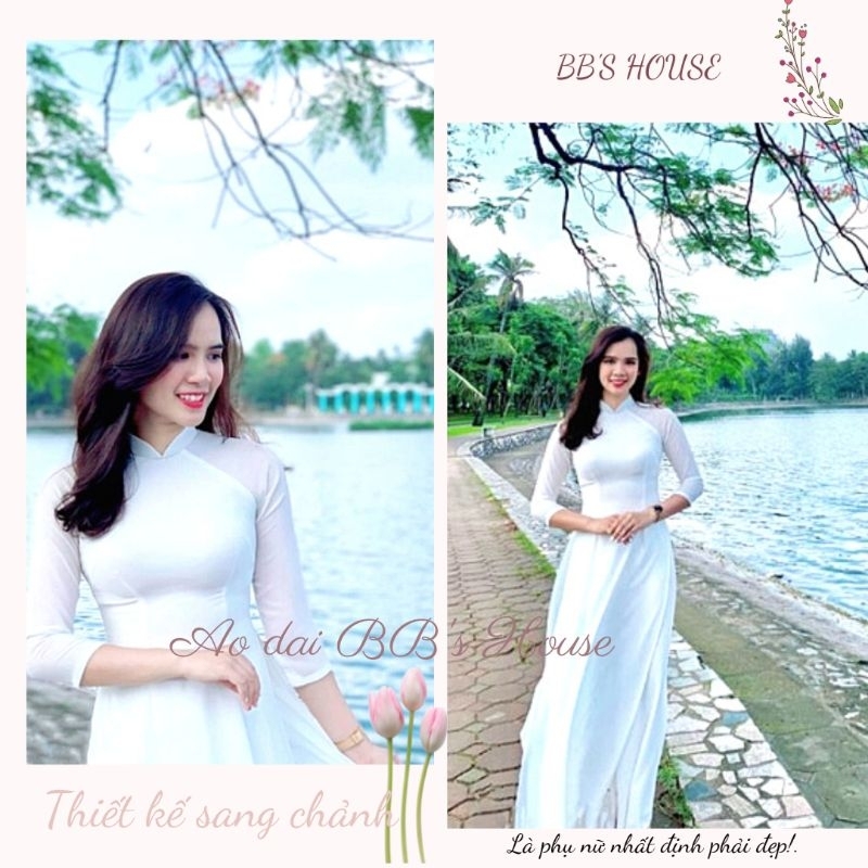 Áo dài trắng nữ sinh 4 tà chiffon HÀNG MỚI VỀ