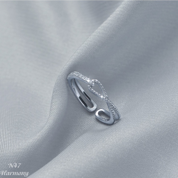 Nhẫn nữ bạc cao cấp đính đá thắt nơ dáng mở freesize Doris | HARMONY ACCESSORIES N47