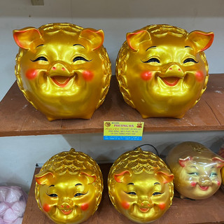 Heo đất tiết kiệm heo đồng tiền cười tươi bằng thạch cao size 25cm * 22cm