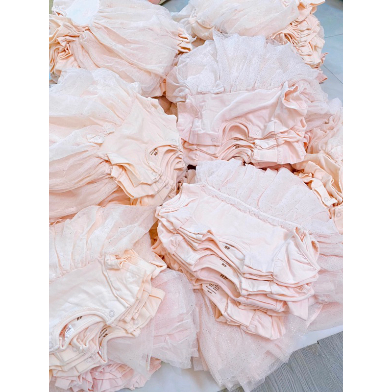 Bodychip váy bé gái sơ sinh H.M xịn siêu mềm mịn an toàn cho bé, cotton co giãn siêu tốt