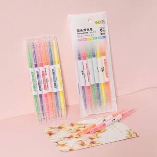 Set bút dạ quang 6 cây bút 2 đầu có sẵn tại shop