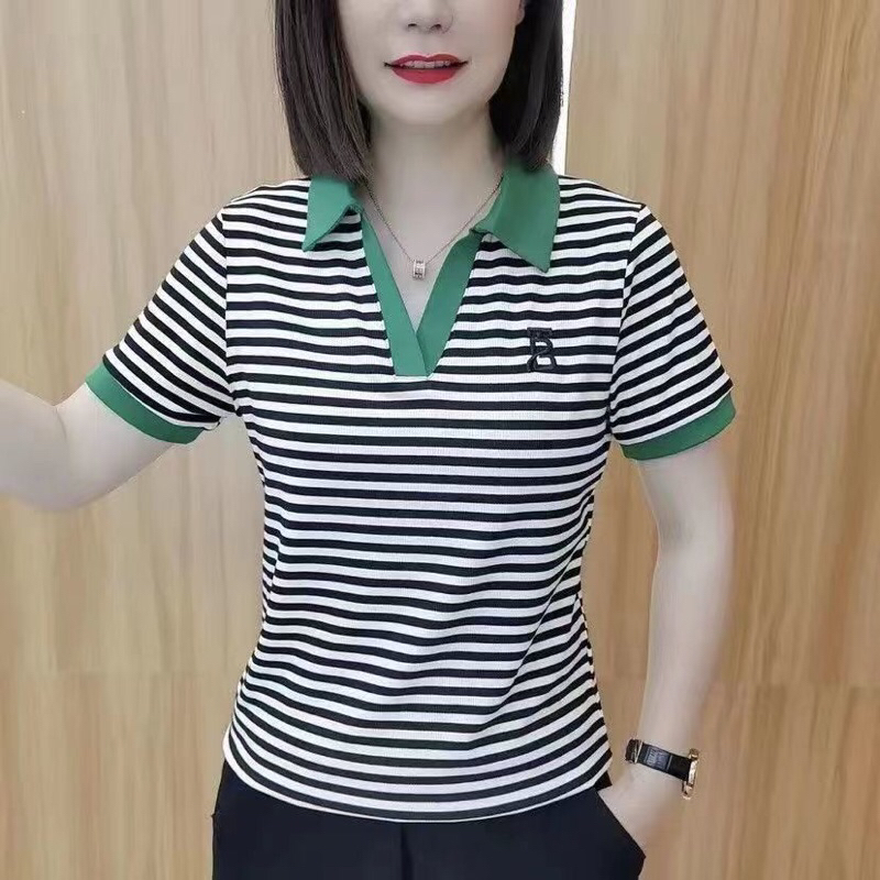 áo thun polo kẻ sọc háng rộng thờ trang nữ dành cho công sở