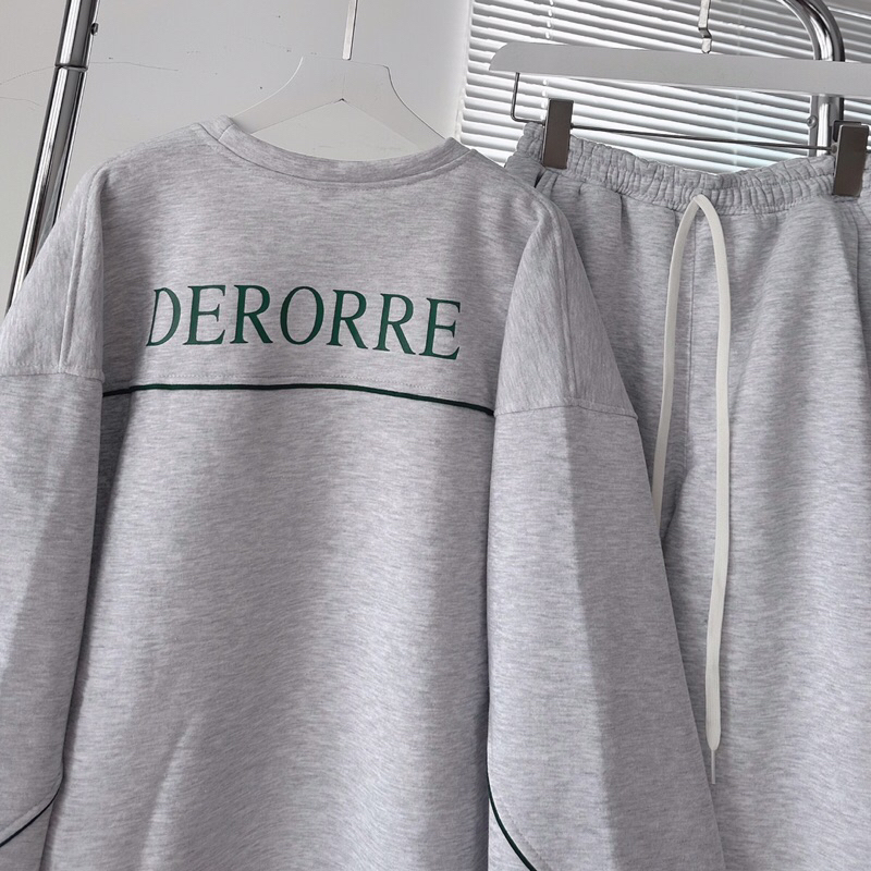 Sét bộ  Sweater nỉ lót bông Derorre Xám tiêu _HT.Store96