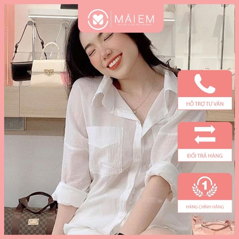 Áo sơ mi công sở màu trắng túi hộp from chuẩn thời trang Mái Em _A3025
