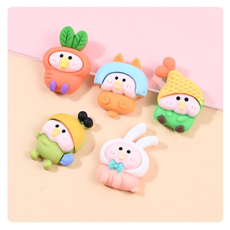 Charm thú áo trái cây mỏ hỗn trang trí gắn dép jibitz Crocs,mô hình dán tủ lạnh trang trí ốp lưng bình nước kem keo