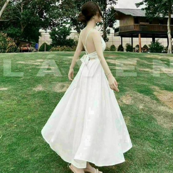 Váy đầm thời trang nữ sang chảnh dự tiệc chất lụa cổ dây có mút ngực dáng váy xoè maxi phong cách sang trọng