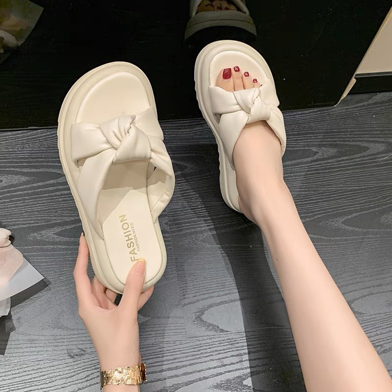 Dép quai chéo thời trang nơ xoắn siêu đẹp