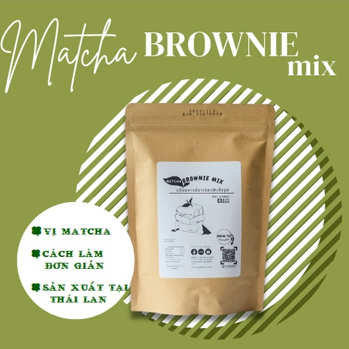 Bột Làm Bánh BROWNIE MATCHA Trộn Sẵn - Matcha Brownie Mix 450gr - Sản Phẩm Thái Lan Nhập Khẩu Chính Hãng