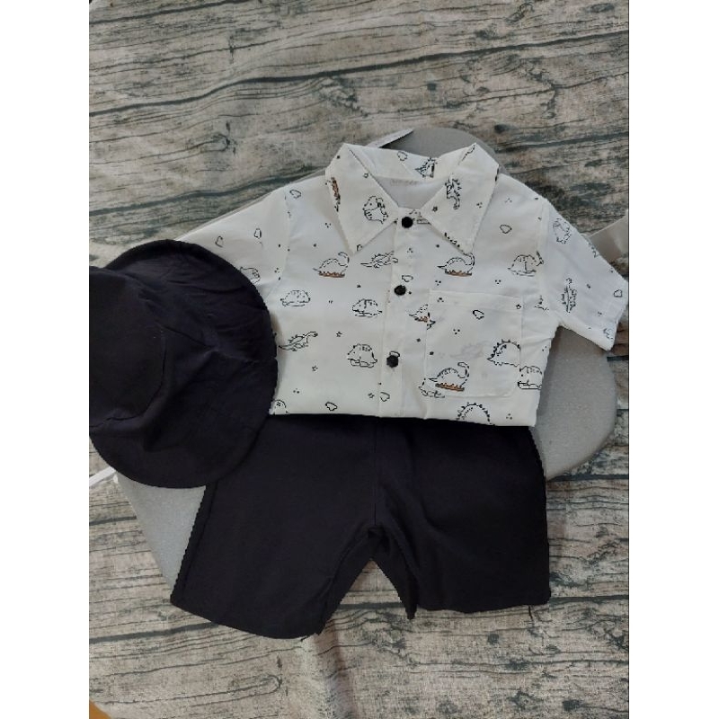 Sét sơ mi bé trai size nhí 3 chi tiết