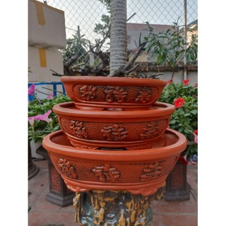 bộ 3 chậu ovan phúc lộc thọ