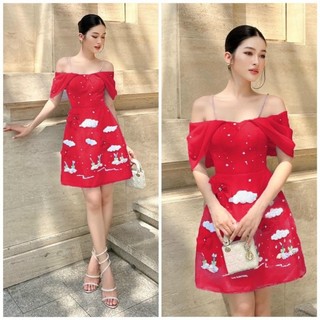 ✨ĐẦM BẸT VAI ĐÍNH ĐÁ KẾT MÂY TRÔI    ✨ HÌNH THẬT ✔ VỀ ĐỦ SML