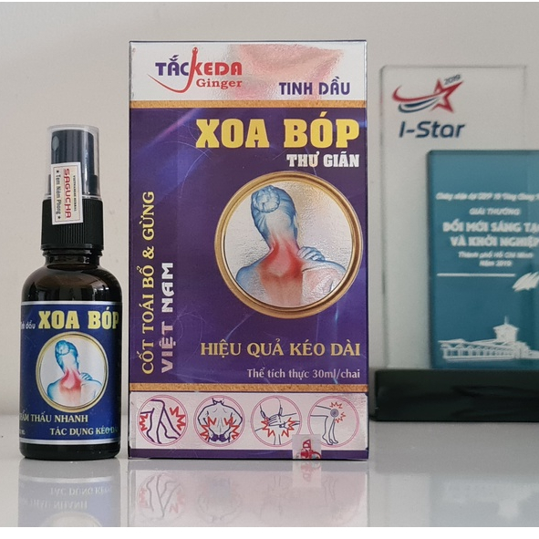 Dầu xoa bóp thảo dược Tắckeda 30ml:dùng hỗ trợ cho đau mỏi vai gáy, đau lưng, đau nhức cơ bắp tay chân