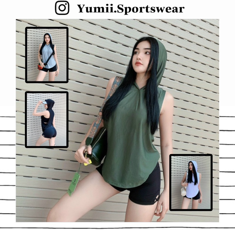 Áo Tank Thể Thao Mặc Ngoài Tập Gym Yoga Nữ - Áo Tank Thể Thao Ba Lỗ Có Nón, Chất Lưới Mè Mềm Mịn, Co Dãn Tốt