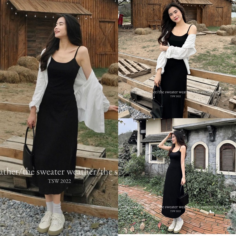[Ảnh thật/Video] Váy hai dây body sexy dáng dài thiết kế năng động trẻ trung