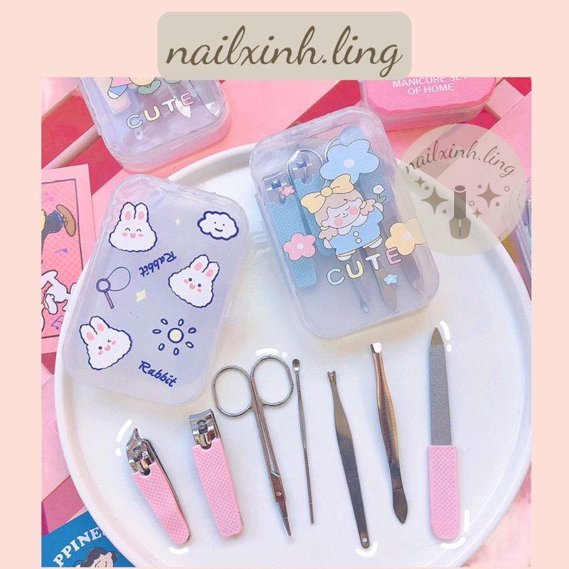 Bộ Cắt Móng Tay 7 Món Có Hộp Đựng Nhỏ Gọn Siêu Tiện Lợi Dễ Thương