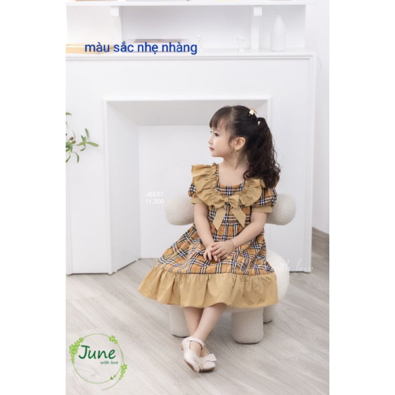 Đầm váy bé gái dễ thương mềm mại dáng xòe chất đũi xước cao cấp tay cánh tiên Haivanco thoáng mát đi học đi chơi đều đẹp