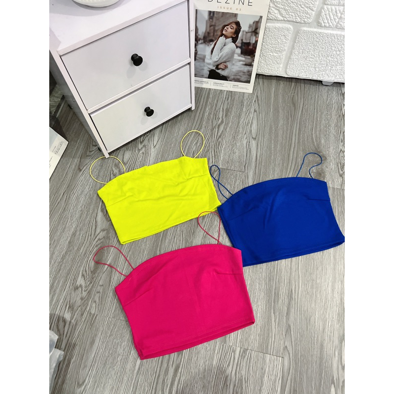 áo hai dây croptop thun borip(hình thật)