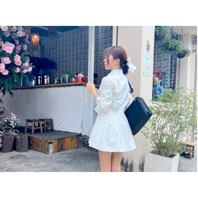 Váy sơmi thô dáng xếp li