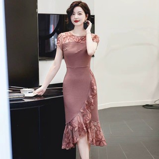 ĐẦM BODY PHỐI LƯỚI THÊU