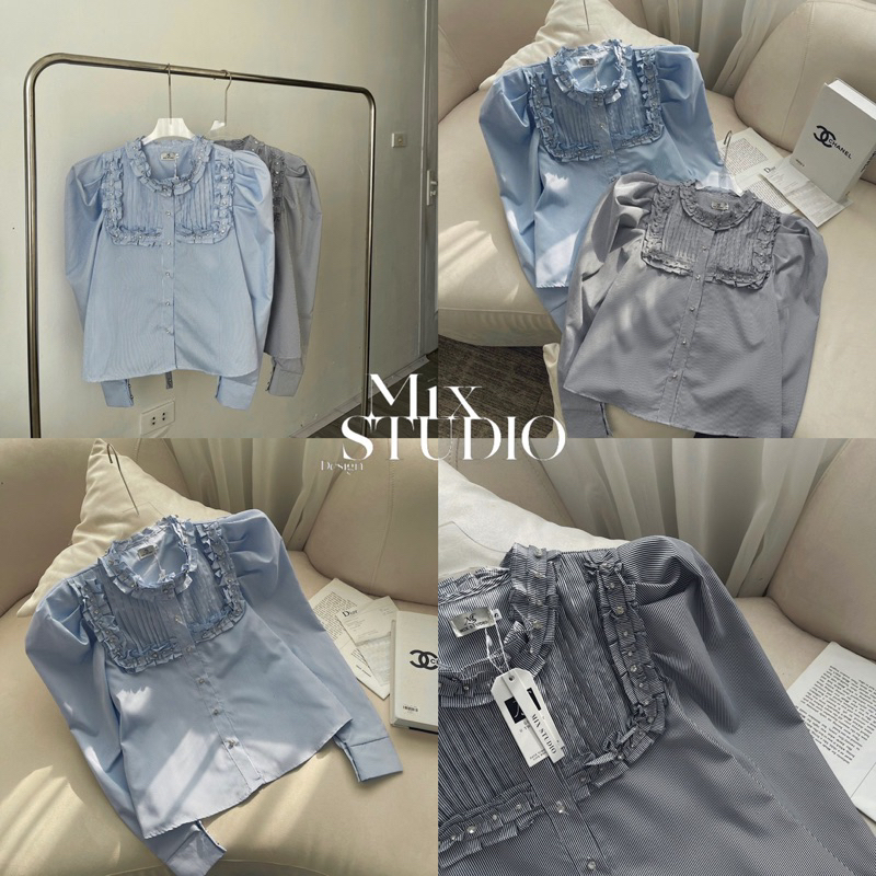 Sơmi kẻ tay bồng siêu xinh