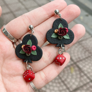 Khuyên tai đất sét nung Polymer Clay (Deck of Cards)