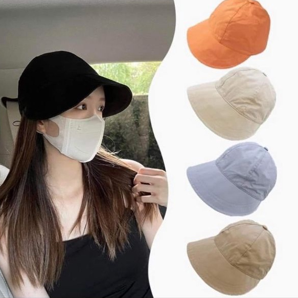 Mũ chống nắng Hàn Quốc vải mềm vành 9cm dây rút thoáng khi nón rộng vành nữ có thể gấp gọn được