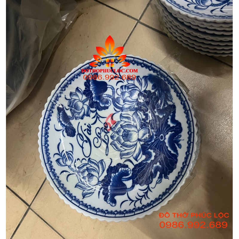 Đĩa thờ men lam 10,12,14,16